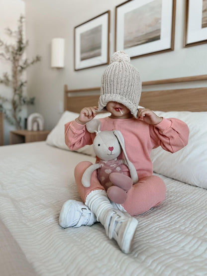 Apple Park Kids Knit pals 16.5" Soft Toy | Non-Toxic, Hypoallergenic, 100% Organic Cotton for 0m+ | Stuffed Animal (Luella)