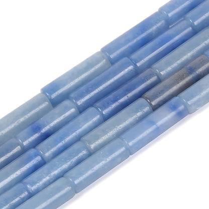 HAAMIIQII Natural Blue Aventurine Tube Beads 13x4mm Column Stone Cylinder Gemstone Loose Beads for Jewelry Making Strand 15 Inch (28-29pcs)