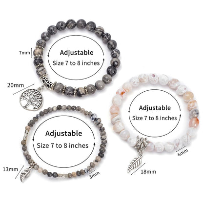 Jardme Healing Crystal Bracelets for Women, 8mm Beaded Natural Stone Stretch Chakra Bracelets Tree of Life Bracelet Jewelry Gifts for Women
