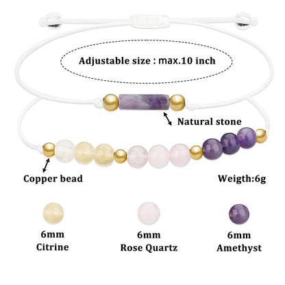 MORIANCE Amethyst, Citrine, Rose Quartz Crystal Bracelets - Spiritual Anxiety Relief & Protection Healing Bracelet for Women & Men