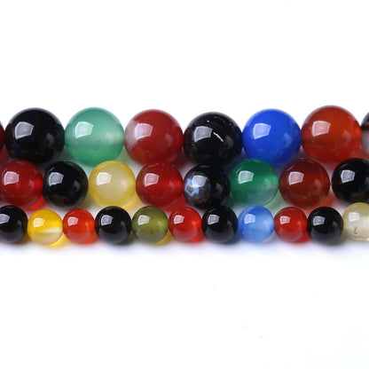 60PCS 6MM Natural Colorful Agate Stone Beads Energy Healing Beads for DIY Jewelry Bracelet Necklace Making for Jewelry Making15Inch