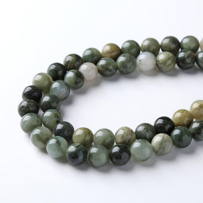 32pcs 12mm Natural Green Hair Quartz Stone Beads for Jewelry Making DIY Bracelet Necklace Accessories 15" Energy Healing Power Round Stone Beads (12mm, Green Hair Quartz)