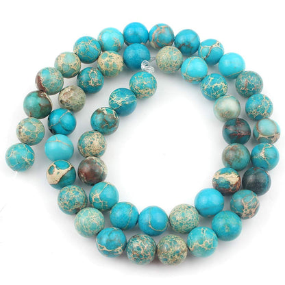 Song Xi Light Blue Sea Sediment Natural Stone Beads for Jewelry Making - 6mm Gemstone Beads