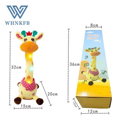 WHNKFB Dancing Giraffe Plush Baby Toy 6-12 Months - Talking Giraffe Stuffed Animal Singing Songs & Repeat What You Say, Musical Light Up Toy for Toddlers 1-3 Years Boy Girl, Soft Interactive Gift