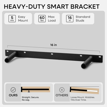 Homeforia 24 inch Wood Floating Shelves, High End Solid Natural Wood 24inch Floating Shelf for Wall, Unfinished Wooden 24 inches Floating Shelves, Heavy Duty Bracket, 24 X 6.5 X 1.75 in, Set of 2