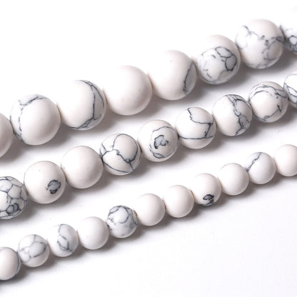 60PCS 6MM White Howlite Turquoises Round Loose Beads Natural Gemstone Beads for Jewelry Making DIY Bracelet Necklace 15"