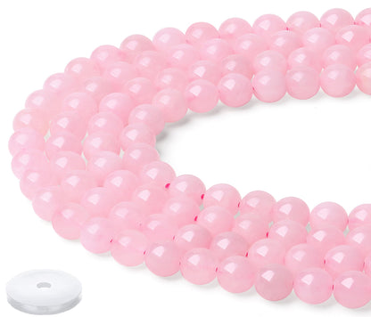NUKAYAI Natural Rose Quartz Beads 100Pcs 8mm Pink Crystal Beads Loose DIY Round Stone Bead for Bracelet Necklace Earrings Making