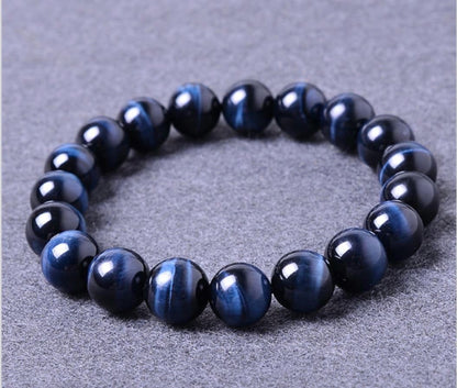 Adabele Real Natural Grade A Dark Blue Tiger Eye Gemstone Beaded Bracelet 8 inch Stretch Chakra Healing Crystal Stone Jewelry Energy Quartz Rock GB8-C42
