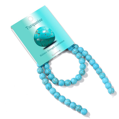 Risyfjew 50PCS 8mm Natural Turquoise Beads Gemstone Round Loose Beads for Jewelry Making Chakra Crystal Stone Beads for Bracelets Necklace Earrings Making Supplies (50pcs/Strand)