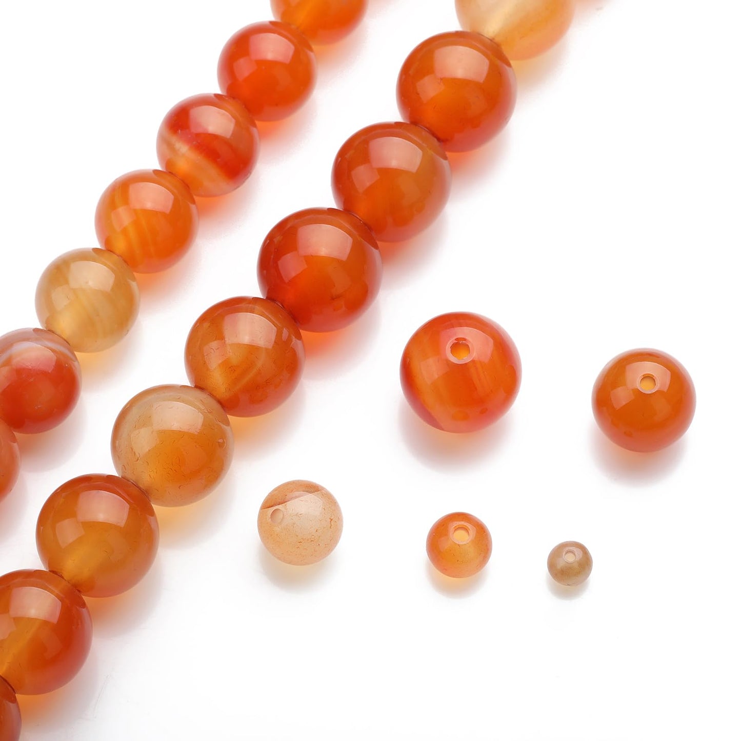 Zenkeeper 108Pcs Natural Jade Orange Agate Spacer Loose Beads Bulk with Holes Handcrafted for DIY Bracelets Jewelry Making Crafts Supplies