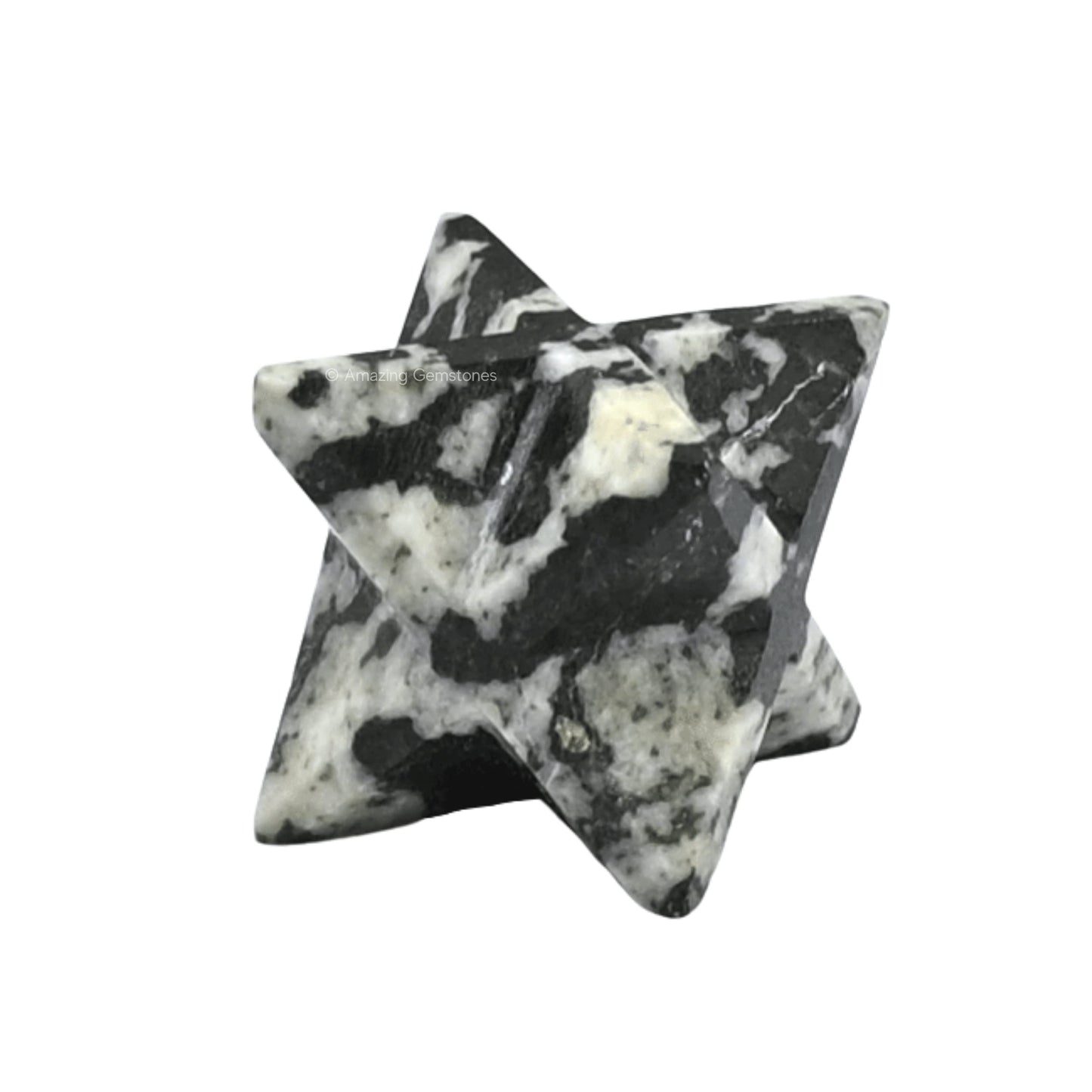 Amazing Gemstone Black & White Tourmaline - 0.75 Inches Metaphysical Merkaba Star for Meditation - Energetic Tetrahedron Crystal and Healing Stones for Spiritual Growth and Healing (15-20mm)