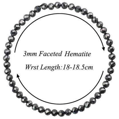 MASSIVE BEADS Natural Genuine Gemstone Beads Healing Crystal Chakra Reiki Jewelry Faceted Round Beads Bracelets (Hematite, 3mm)