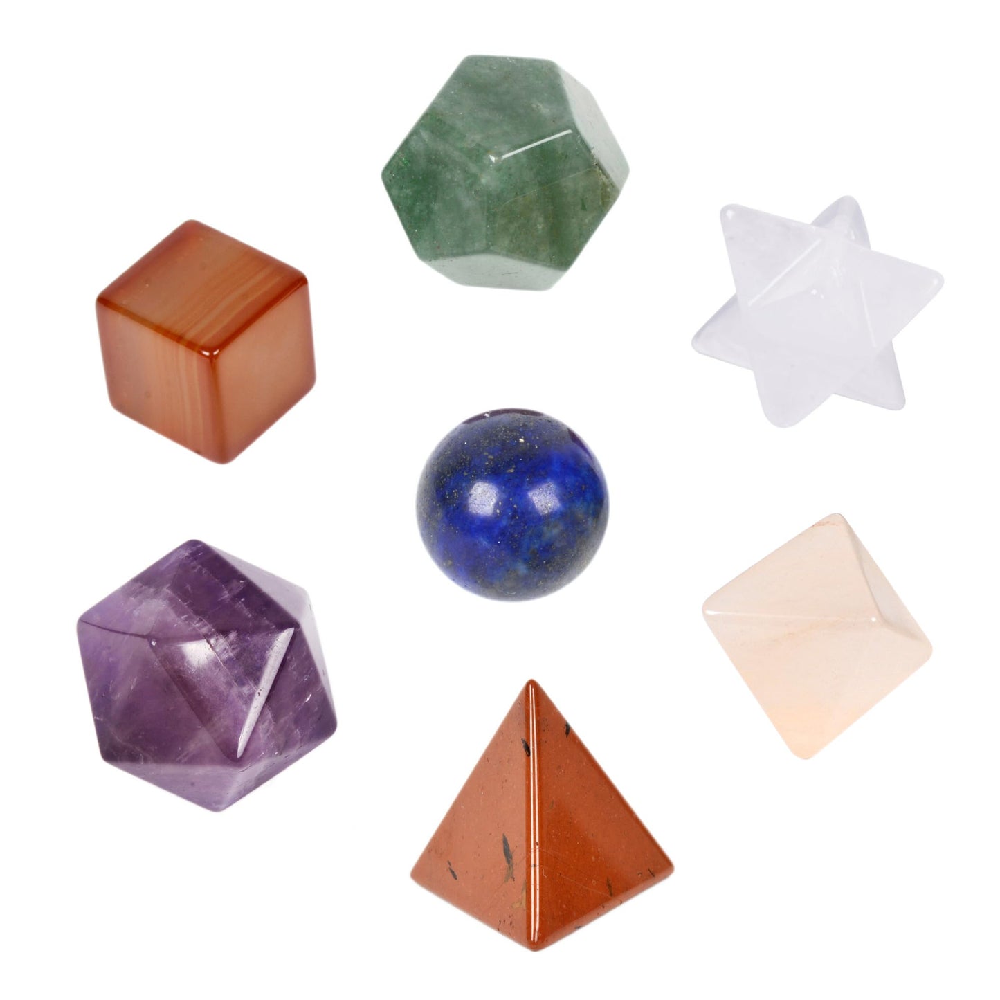 Justinstones 7 Chakra Healing Crystals Kit Sacred Geometry Platonic Solids Tumbled Stones Set Lucky Decoration