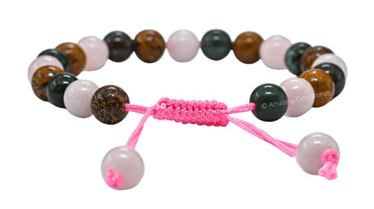 Amazing Gemstone Period Bracelets for Women - Bloodstone Mariyam Jasper Rose Quartz Bracelet Set for Healing Calming Anxiety Stress Relief Gifts (Adjustable) (Pleasant Period/Menstrual Support)