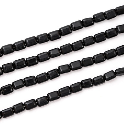 6×8mm Natural Black Agate Flat Square Stone Beads Rectangle Healing Crystals Loose Gemstone Beads for Jewelry Making DIY Bracelets Necklaces