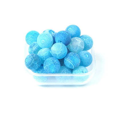 100Pcs Natural Stone 6mm Blue Frosted Spider Net Agate Round Loose Gemstone Energy Healing Beads Hole Size 1mm DIY Smooth Beads for Bracelet Necklace Jewelry Making