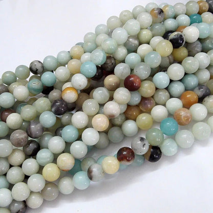 10mm Round Amazonite Stone Loose Beads for Jewelry Making Natural Gemstone Semi Precious 15 Inch(36-38pcs/Strand)