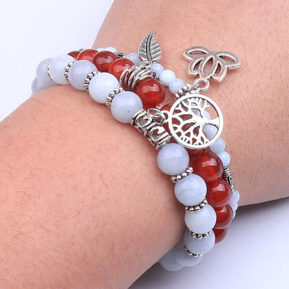 UEUC Tree of Life Yoga Healing Stone Bracelets, Multilayer Lotus Chakra Stone Reiki Bracelet Sets, Anxiety Crystal Natural Stone,for Women Stress Relief(#61)