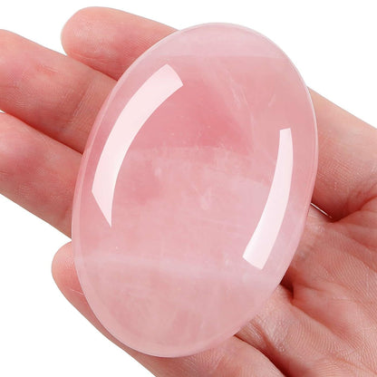 LAIDANLA Rose Quartz 2.4" Large Palm Stone Healing Crystals Natural Gemstones Calming Effects Energy Balancing Reiki Polished Worry Stone Cleansing Protection Anxiety Stress Relief Therapy 1PC