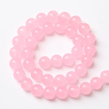 45pcs Natural Light Pink Chalcedony Stone Beads for Jewelry Making - Energy Healing Power Stone Beads - DIY Bracelet Necklace Accessories - 15" (8mm, Light Pink Chalcedony)