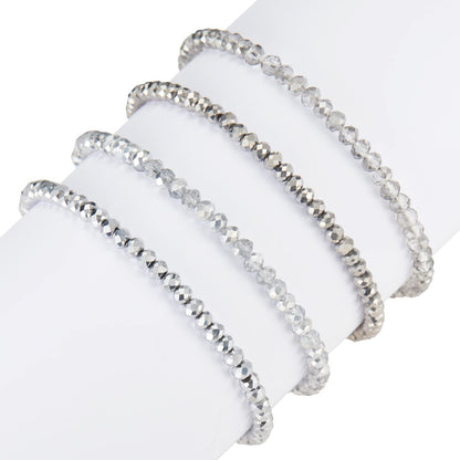Noessla Beaded Boho Stretch Bracelet Colorful Stackable Crystal Beads Bracelets Trendy Costume Jewelry Mothers Day Gifts for Women(Silver)