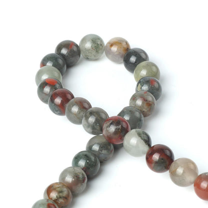 100Pcs Natural Stone 8mm African Blood Stone Round Loose Gemstone Energy Healing Beads Hole Size 1mm DIY Smooth Beads for Bracelet Necklace Earrings Jewelry Making