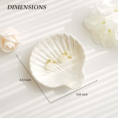 Gifts For Women Shell Ceramic Jewelry Dish Tray, Vanity Ring Dish Ceramic Jewlery Trays Trinket Ring Holder,Room Decor Aesthetic,Decorative Vanity Key Tray (Shell A)