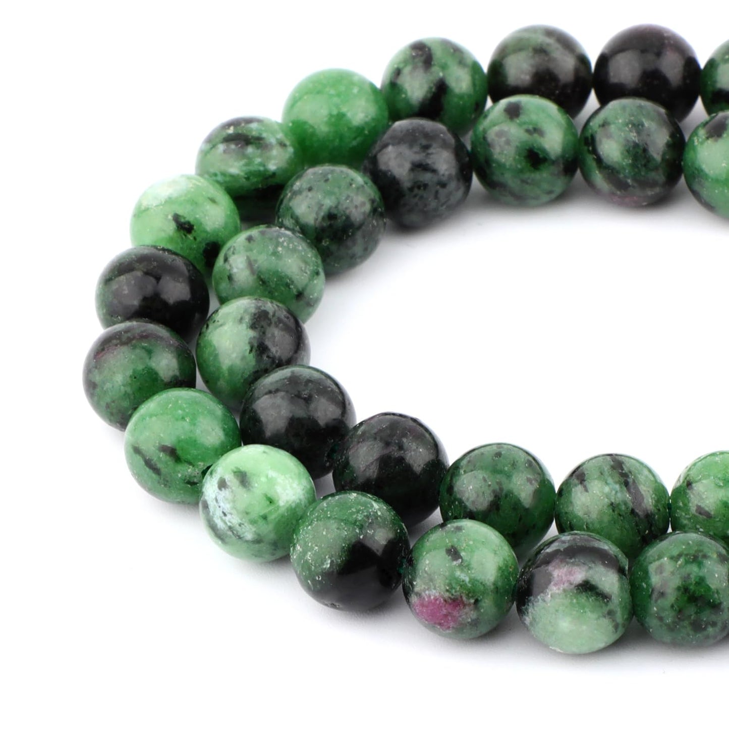 Bymitel 90 pcs Natural Genuine Real Round Loose Stone Beads Gemstone Spacers for Charm DIY Jewelry Making 15.5" per Strand 4mm (Ruby Zoisite, 4mm)