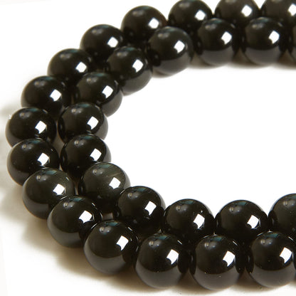 35pcs 10mm Natural Black Obsidian Beads Gemstone Beads Round Loose Beads for Jewelry Making
