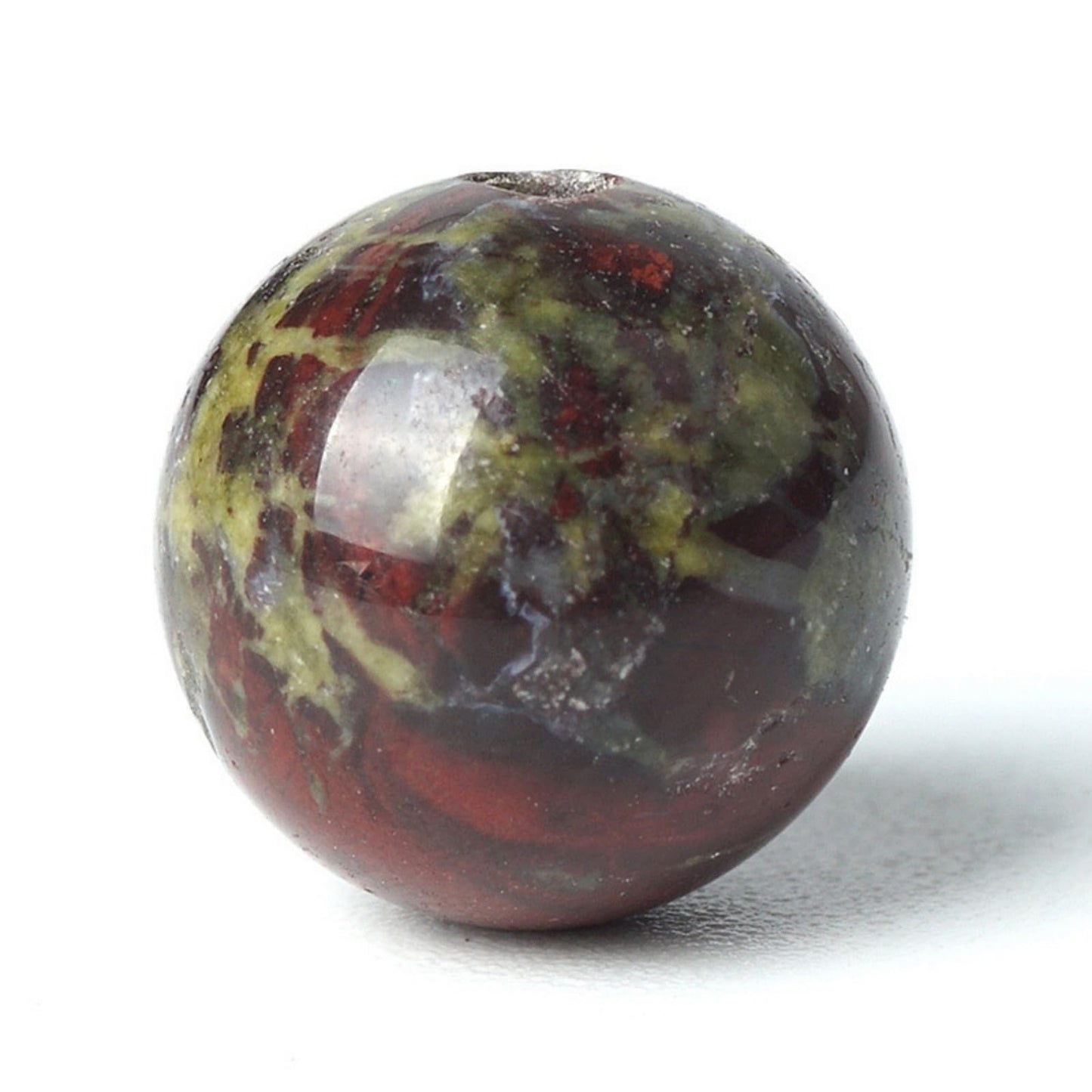100Pcs Natural Stone 8mm Dragon Bloodstone Round Loose Gemstone Energy Healing Beads Hole Size 1mm DIY Smooth Beads for Bracelet Necklace Earrings Jewelry Making