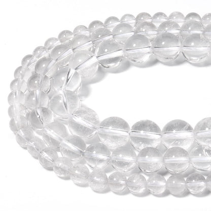 60pcs 6mm Natural Clear Quartz Crystal Gemstone Beads Energy Healing Crystal Round Loose Stone Beads for Jewelry Making, DIY Bracelets Necklaces
