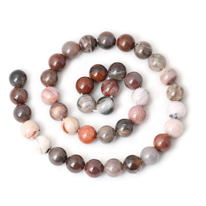 CHEAVIAN 35PCS 10mm Natural Silicified Wood Jade Gemstone Round Loose Beads for Jewelry Making DIY Findings 1 Strand 15"