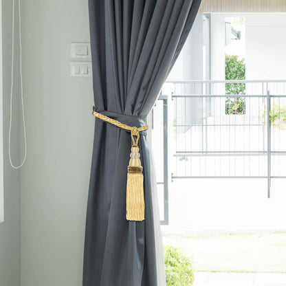 PATIKIL Curtain Tassel Tiebacks, 2 Pack 28" Gourd Shape Curtain Holdbacks Rope with Tassel, Handmade Tie Backs Window Drapery Decorative Rope for Home, Cafe, Office, Pink
