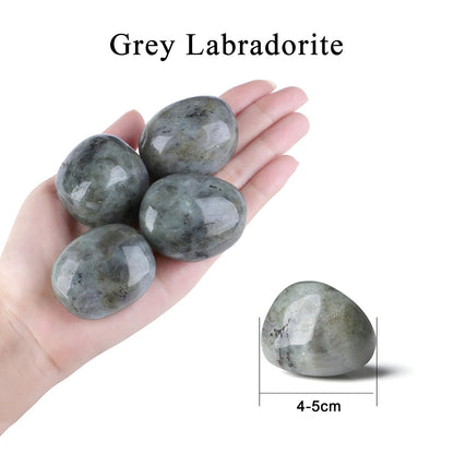 MAIBAOTA 1.6-2.0" Grey Labradorite Crystal Large Reiki Natural Tumbled Polished Stones for Energy Witchcraft Therapy Meditation DIY Crystals for Protection