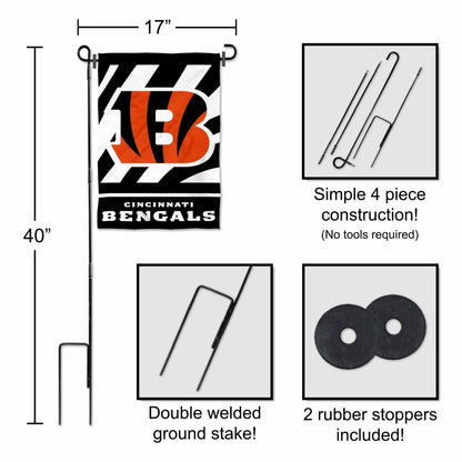 WinCraft Cincinnati Bengals White Garden Flag and Flagpole Mount