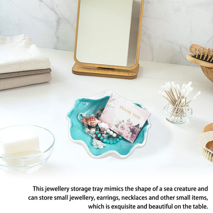 LCJAOF Stylish Ceramic Shell Jewelry Dish Tray - Elegant Seashell Design for Organizing Jewelry and Serving Candy - Versatile Decor Bowl for Home Use