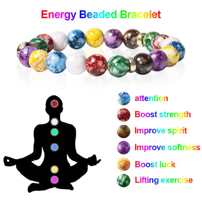 7 Chakra Reiki Healing Stone Bracelet Yoga Balance Energy Beads Volcanic Lose Weight Jewelry Bangle for Women Men