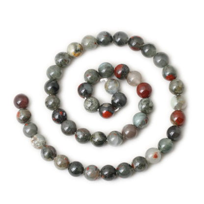 CHEAVIAN 45PCS 8mm Natural African Bloodstone Gemstone Smooth Surface Round Loose Beads for Jewelry Making 1 String 15 Inches