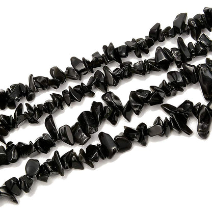PLTbeads 5-8mm Natral Healing Gemstone Waist Bracelets Necklace Kit Irregular Stone DIY Crafts Design Jewelry Making 1 Strand per Bag Approxi 34 inch (Black Obsidian Chips)