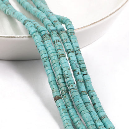 NITOPUPU 150Pcs 4×2mm Natural Turquoise Spacer Stone Beads for Jewelry Making Supplies, Loose Semi Flat Round Gemstone Tube Beads for Bracelets DIY Crafts