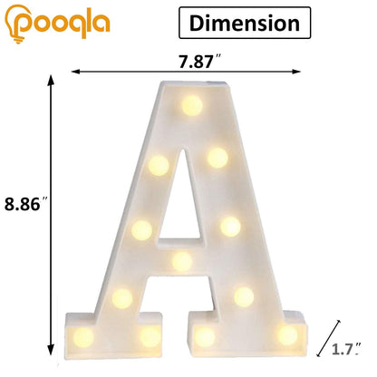 Pooqla LED Marquee Letter Lights Sign, Light Up Alphabet Letter for Home Party Wedding Decoration A
