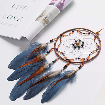 MOONFLY Dream Catcher Handmade Traditional Feather Dreamcatcher Hanging Home Wall Decoration Craft Ornament for Home, Bedroom, Kids, Boys Native American Style Décor (Star)