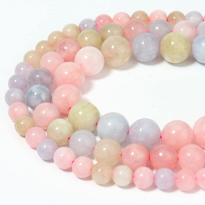60pcs 6mm Natural Morganite Gemstone Beads Energy Healing Crystal Round Loose Stone Beads for Jewelry Making, DIY Bracelets Necklaces