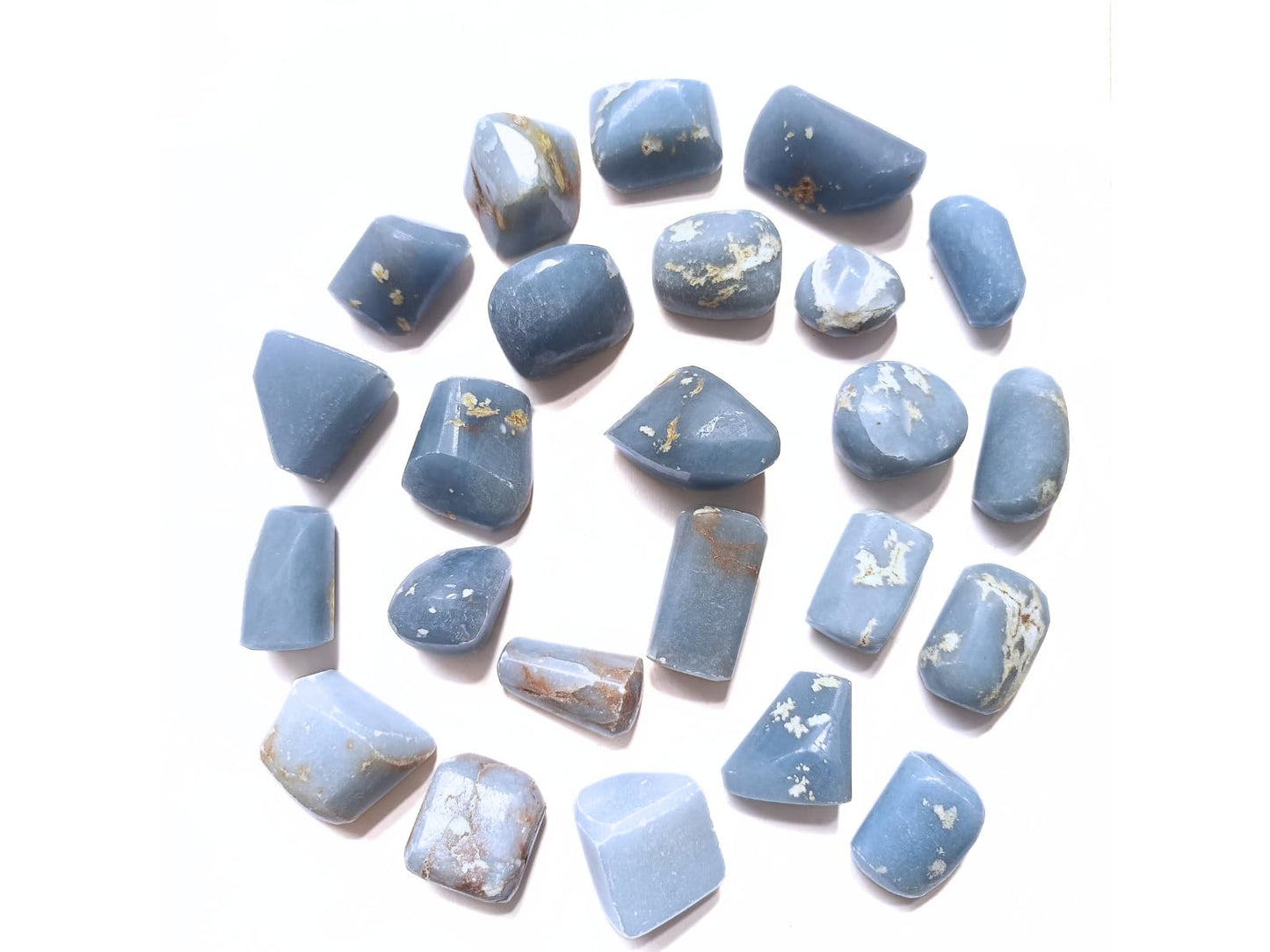 Jet Unique Authentic ANGELITE Tumbled Stone Approx 075 to 1 inch Long Gemstone Healing Chakra Balancing Power Gift (3 Piece)