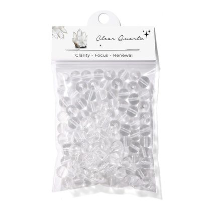 Raicegs 100pcs 8mm Clear Quartz Beads Natural Gemstone Beads Round Loose Beads for Jewelry Making DIY Bracelets Necklace
