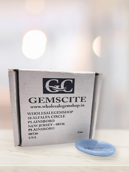 GEMSCITE Angelite Thumb Worry Stones Metaphysical Gemstone Crystal Healing Reiki Men Women Gift FENG Shui Positive Energy Love Wellness Palm Stones Wicca Powerful