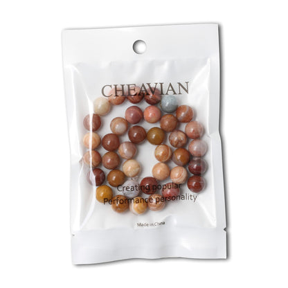 CHEAVIAN 35PCS 10mm Natural Petrified Wood Jade Round Loose Beads for Jewelry Making DIY Bracelet Necklace Materials 1 Strand 15"