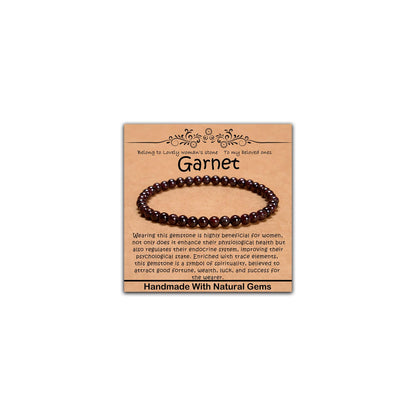CHCCOYE 4mm Natural Healing Gemstone Bracelet Handmade Yoga Stretch Elastic Bracelet Stress Relief Crystal Jewelry for Men and Women (4mm, Garnet)