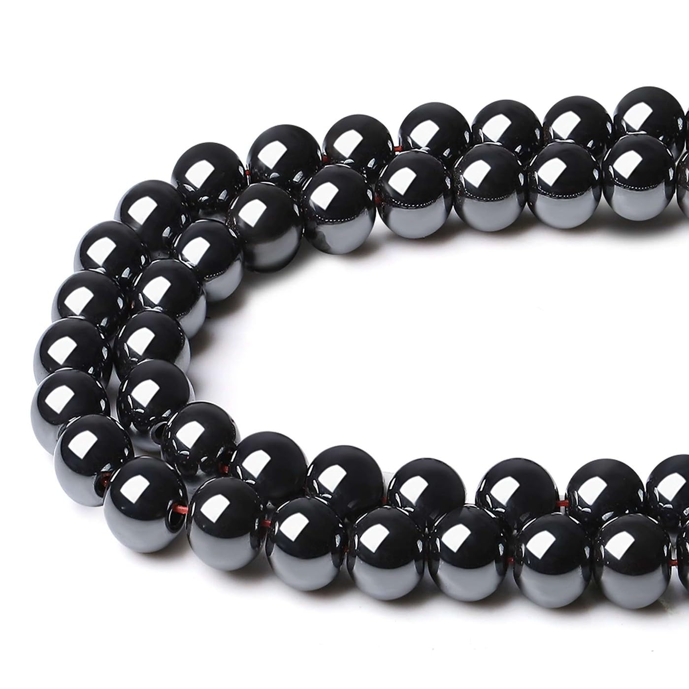 LAIDANLA Black Hematite 8mm Natural Stone Beads Round Loose Gemstone Stone Beads for DIY Bracelet Necklace Earrings Jewelry Making Polishing Genuine Real Beading Crystal 96PCS 2 Strand 32"
