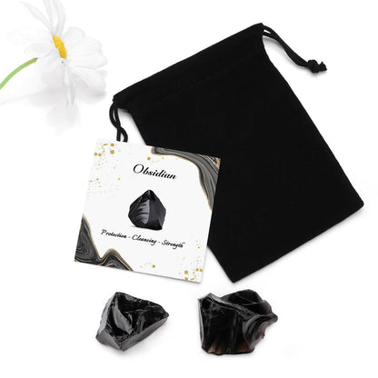 GolbalJew Obsidian Natural Raw Crystals 2PCS Healing Crystal Stones 1.2-2.0” Reiki Healing Gemstones for Meditation Chakra Balance Home Decor